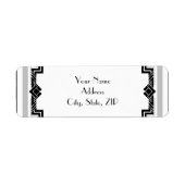 Zwart Wit en Zilver Art Deco Lijst Bruiloft Etiket (Voorkant)