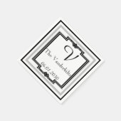 Zwart, Wit en Zilver Art Deco Lijst Bruiloft Servetten (Hoek)