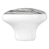Zwart Wit en Zilver Geode Digitale Kunst Keramische Knop (Zijkant)