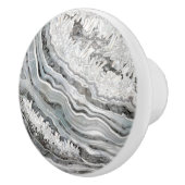 Zwart Wit en Zilver Geode Digitale Kunst Keramische Knop (Rechts)