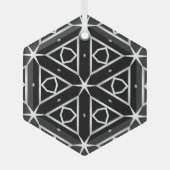 Zwart Wit en Zilver Geometrisch patroon Glas Ornament (Voorkant)