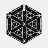 Zwart Wit en Zilver Geometrisch patroon Glas Ornament (Achterkant)