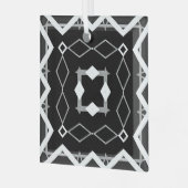 Zwart Wit en Zilver Geometrisch patroon Glas Ornament (Voorkant links)