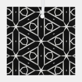 Zwart Wit en Zilver Geometrisch patroon Glas Ornament (Achterkant)