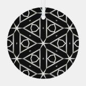 Zwart Wit en Zilver Geometrisch patroon Glas Ornament (Achterkant)