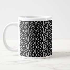 Zwart Wit en Zilver Geometrisch patroon Grote Koffiekop