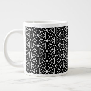 Zwart Wit en Zilver Geometrisch patroon Grote Koffiekop