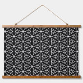 Zwart Wit en Zilver Geometrisch patroon Hangend Wandkleed (Voorkant)