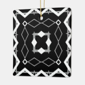 Zwart Wit en Zilver Geometrisch patroon Keramisch Ornament (Links)