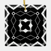 Zwart Wit en Zilver Geometrisch patroon Keramisch Ornament (Voorkant)