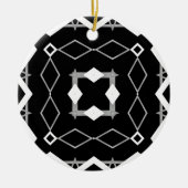 Zwart Wit en Zilver Geometrisch patroon Keramisch Ornament (Voorkant)
