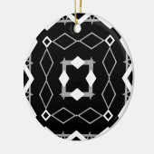 Zwart Wit en Zilver Geometrisch patroon Keramisch Ornament (Links)
