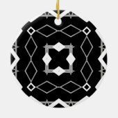 Zwart Wit en Zilver Geometrisch patroon Keramisch Ornament (Achterkant)