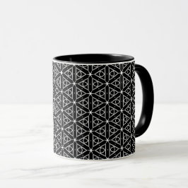 Zwart Wit en Zilver Geometrisch patroon Mok