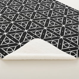 Zwart Wit en Zilver Geometrisch patroon Sherpa Deken