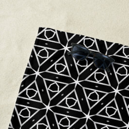 Zwart Wit en Zilver Geometrisch patroon Strandlaken