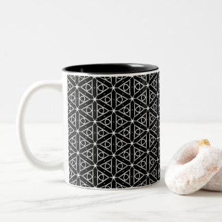 Zwart Wit en Zilver Geometrisch patroon Tweekleurige Koffiemok