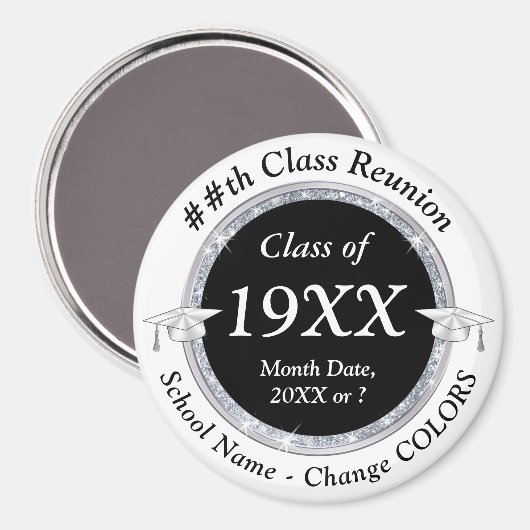 Zwart, wit en zilver, klasfreesmagneten magneet (Voorkant / Achterkant)