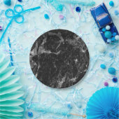 Zwart wit en zilver marmer modern glam papieren bordje (Feest)