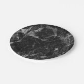 Zwart wit en zilver marmer modern glam papieren bordje (Gekanteld)