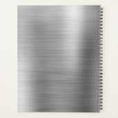 Zwart wit en zilver modern monogram planner (Achterkant)