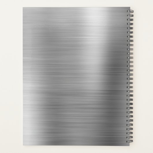 Zwart wit en zilver modern monogram planner (Achterkant)