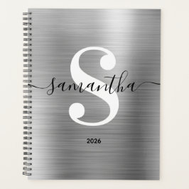 Zwart wit en zilver modern monogram planner