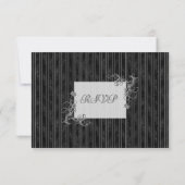 Zwart, Wit en Zilver RSVP-kaarten - Sjabloon (Achterkant)