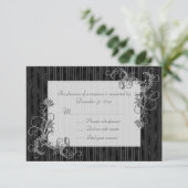 Zwart, Wit en Zilver RSVP-kaarten - Sjabloon (Staand voorkant)