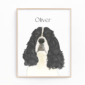 Zwart & Wit Engels Springer Spaniel Art Foto Afdruk