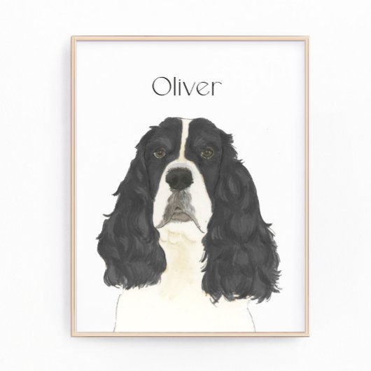 Zwart & Wit Engels Springer Spaniel Art Foto Afdruk