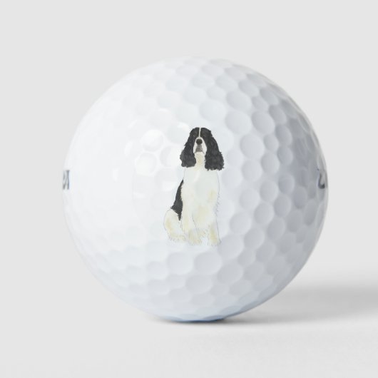 Zwart-wit Engels Springer Spaniel Golfballen (Voorkant)