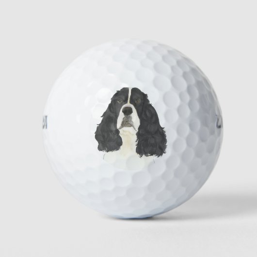 Zwart-wit Engels Springer Spaniel Golfballen (Voorkant)