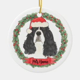 Zwart-wit Engels Springer Spaniel Keramisch Ornament