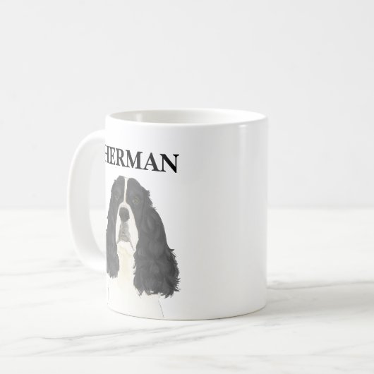 Zwart-wit Engels Springer Spaniel Koffiemok (Voorkant links)