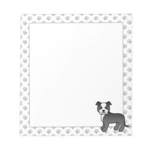 Zwart-wit Engels Staffie Schattigee Cartoon Dog Notitieblok