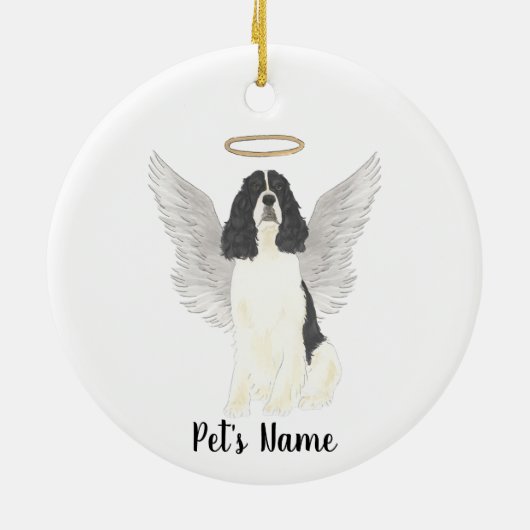 Zwart & Wit Engelse Springer Spaniel Medeleven Keramisch Ornament (Achterkant)