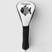 Zwart-Wit Engeltje Vis Ontwerp Golfheadcover (Voorkant)