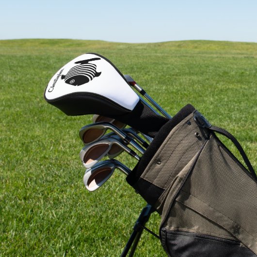 Zwart-Wit Engeltje Vis Ontwerp Golfheadcover (Insitu)