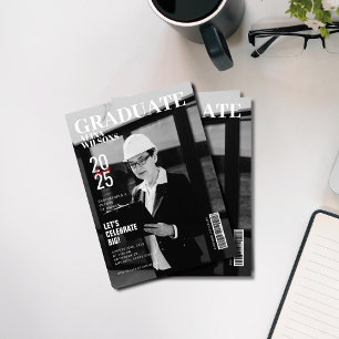 Zwart-wit engineer magazine foto afstuderen kaart