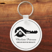 Zwart-wit Estate Agent Sleutelhanger (Voorkant)