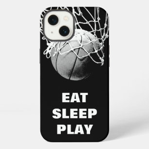 Zwart Wit Eten Slapen Spelen Basketbal Motivatie iPhone 13 Hoesje