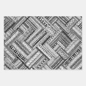 Zwart-wit Ethinic Mix Pattern Inpakpapier Vel (Voorkant 2)
