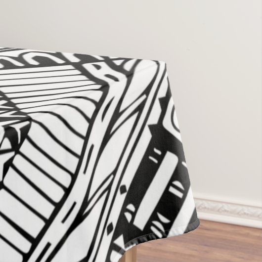 Zwart-wit Ethinic Mix Pattern Tablecloth Tafelkleed (Voorbeeld)