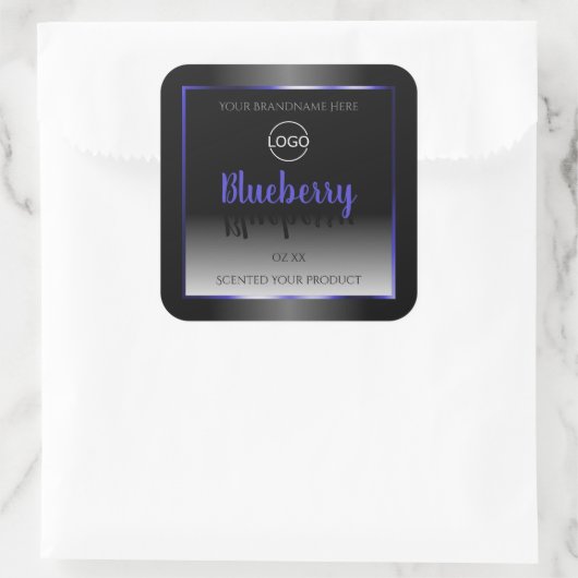 Zwart wit etiket Shimmery Blue Lijst Logo (Tas)