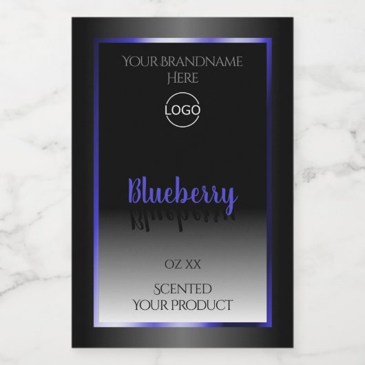 Zwart wit etiket Shimmery Blue Lijst Logo (Enkel label)