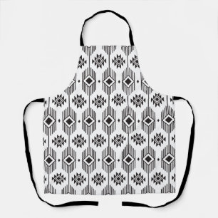 Zwart-wit etnisch ikat geometrisch patroon schort