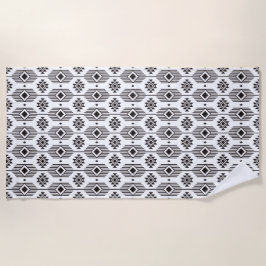 Zwart-wit etnisch ikat geometrisch patroon strandlaken