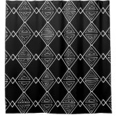 Zwart-wit etnisch stampatroon douchegordijn (Voorkant)