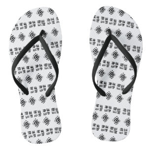 Zwart Wit Etnische Tekens Teenslippers